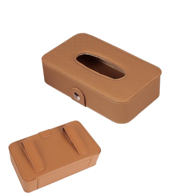 Leather Car Tissue Holder, Universal Sun Visor & Backseat Tissue Box, for Chevrolet Trax/Trailblazer/Equinox/Equinox EV,Brown