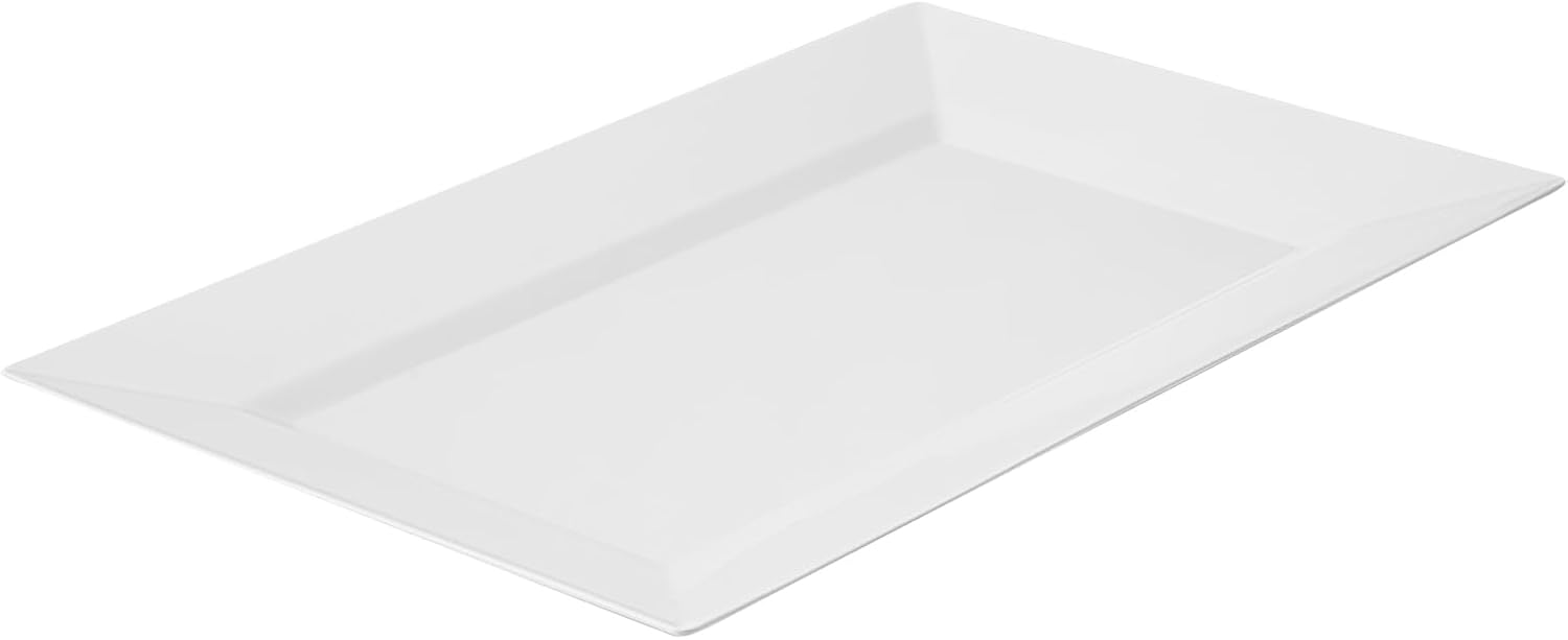 Restaurantware Moderna 11.5 x 7.3 Inch Premium Disposable Plates 10 Rectangular Plastic Plates For Parties - Durable Heavy-duty White Plastic Dinner Plates For Warm And Cold Foods White 11 1/2\\\" x 7 1/4\\\"