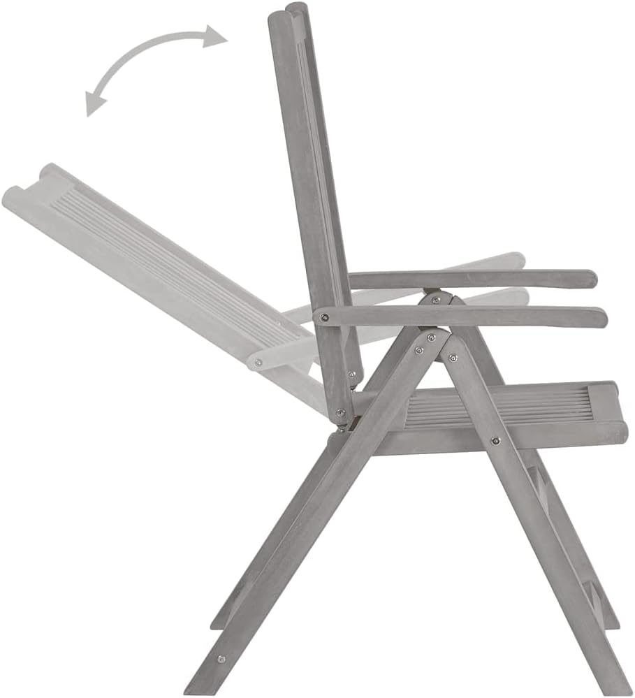 vidaXL Outdoor Recliner Chairs 3 Pcs, Patio Reclining Chair with Cushions, Recliner Patio Lounge Chair for Garden, Retro Style, Solid Wood Acacia