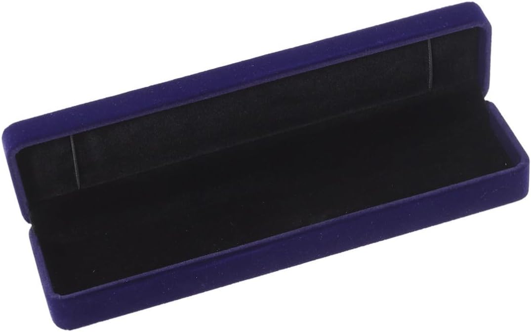 PRETYZOOM Blue Rectangular Flocking Cloth Necklace Box Jewelry Organizer