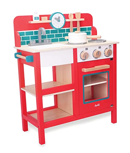 Indigo Jamm Kingsley Kitchen wooden play kitchen & 5 play accessories pieces, Made from ply wood and beech wood. No mdf for 3 4 5 6 year olds (Kingsely Kitchen)