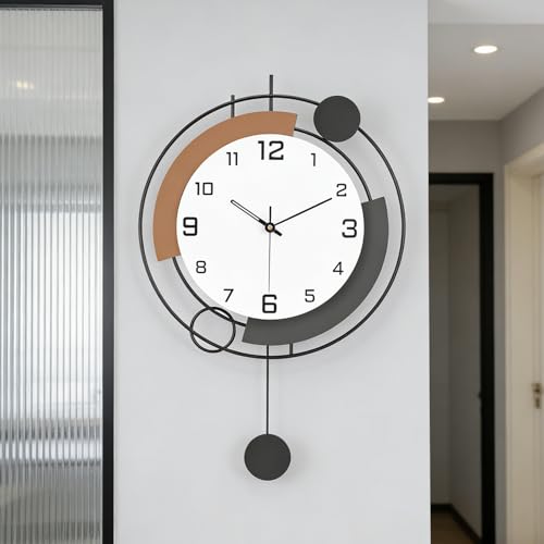 QWANPET Decorative Wall Clocks with Pendulum,Silent Quality Quartz Battery Operated,