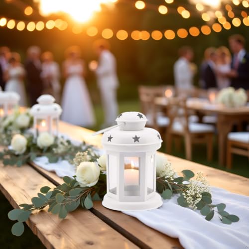 Image of Mini Metal Tea Light Lantern Set of 1 White Candle Holder Home Decor | | Perfect for Living Room, Bedroom, Pooja Space, Festive Decor, Weddings, Housewarming & Gifting Ideal for Diwali, Wedding
