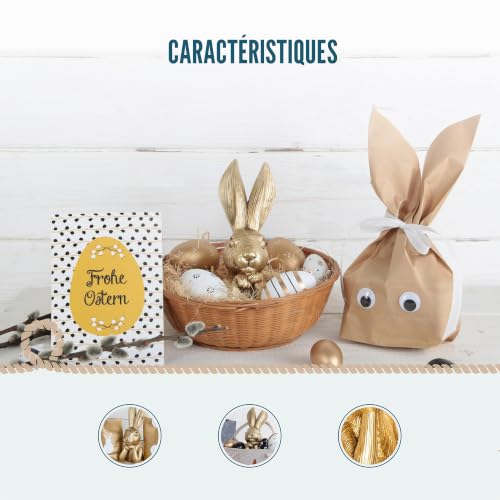 Lapins de Pâques Dorées : Solution Déco Moderne pour Table et Commode - 4