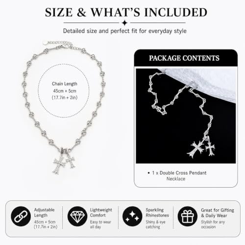Image of Gothic Jewellery Cross Chain for Men, Double Cross Necklace