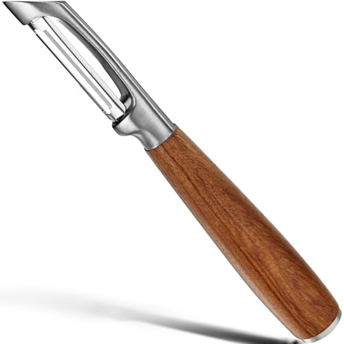 Kuluner Premium 304 Stainless Steel Multifunctional Kitchen Fruit And Vegetable Peeler With Real Wood Handle,Ultra Sharp Strong Blade cover