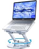 HUAEU Laptop Stand for Desk Adjustable Laptop Holder - Ergonomic Laptop Riser with 360° Rotating Base Portable Computer Stand for MacBook, MacBook Pro Notebook Chromebook Sleek Silver Design