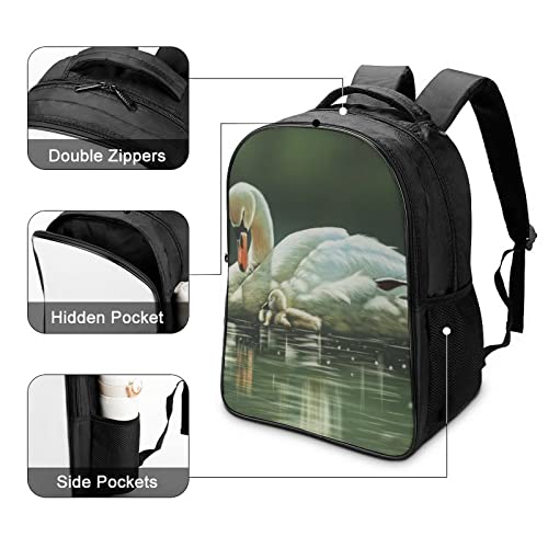 Mochila de moda ligera con estampado de cisne para evitar dolor de espalda 4