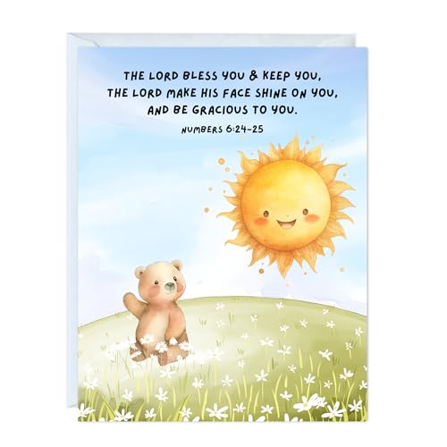 Cute Religious Greeting Card – Baptism, Christian Bible Quote, Christening,
