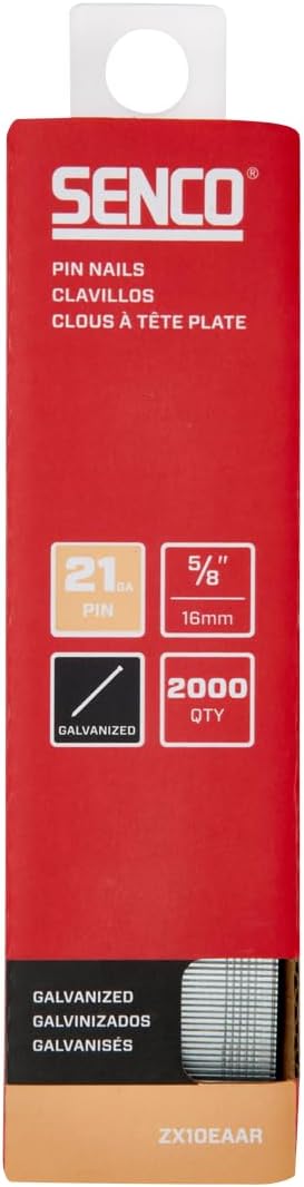 SENCO ZX10EAAR 5/8" 21 Gauge Pin Nails, Galvanized Finish 2,000 Count Pack