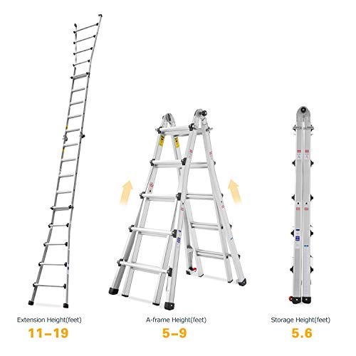 Aluminum Extension Ladder, 300 lb Duty Rating (Load Capacity Type IA) Model 22-Foot Durable and Multi-Purpose Ladder with Two Wheels - Thumbnail 2