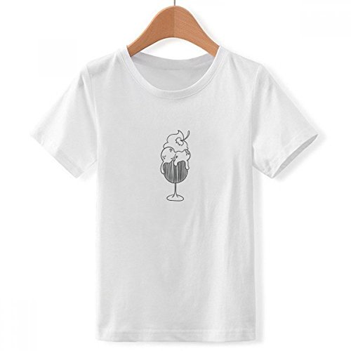 T-Shirt Blanc Garçon Ras du Cou Motif Goblet Crème Glacée Multicolore