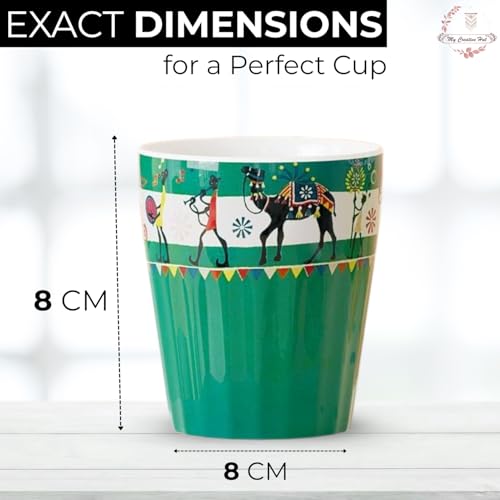 Image of Handcrafted Ceramic Kulhad Tea Cups Set, Handmade Floral Design, Eco-Friendly & Premium Festive Gift for Diwali, Weddings, Home Decor & Special Occasions (Set of 6 - Modern Tribe)