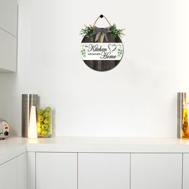 Miniatura 5 de Bidesign The Kitchen Is The Heart Of The Home - Decoración de cocina rústica, decoración de pared de cocina rústica, letrero redondo de madera para