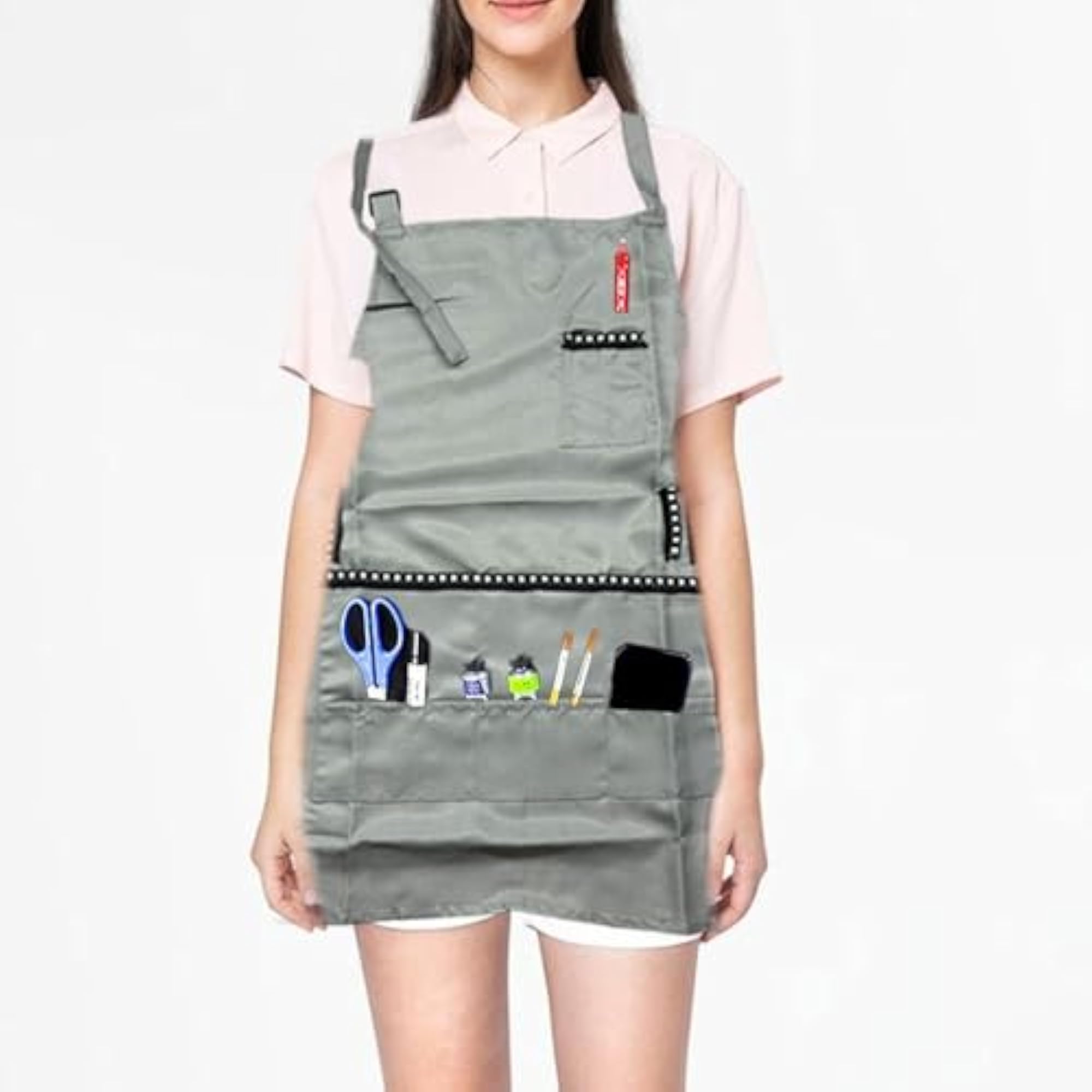 Professional Utility Apron with Pockets, Gray