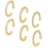 3Pcs Gold Silver Cuff Earrings for Women 14K Gold Plated Ear Cuffs Non Pierced Ear Clips Cartilage Earring Women Jewelry (3pairs gold)