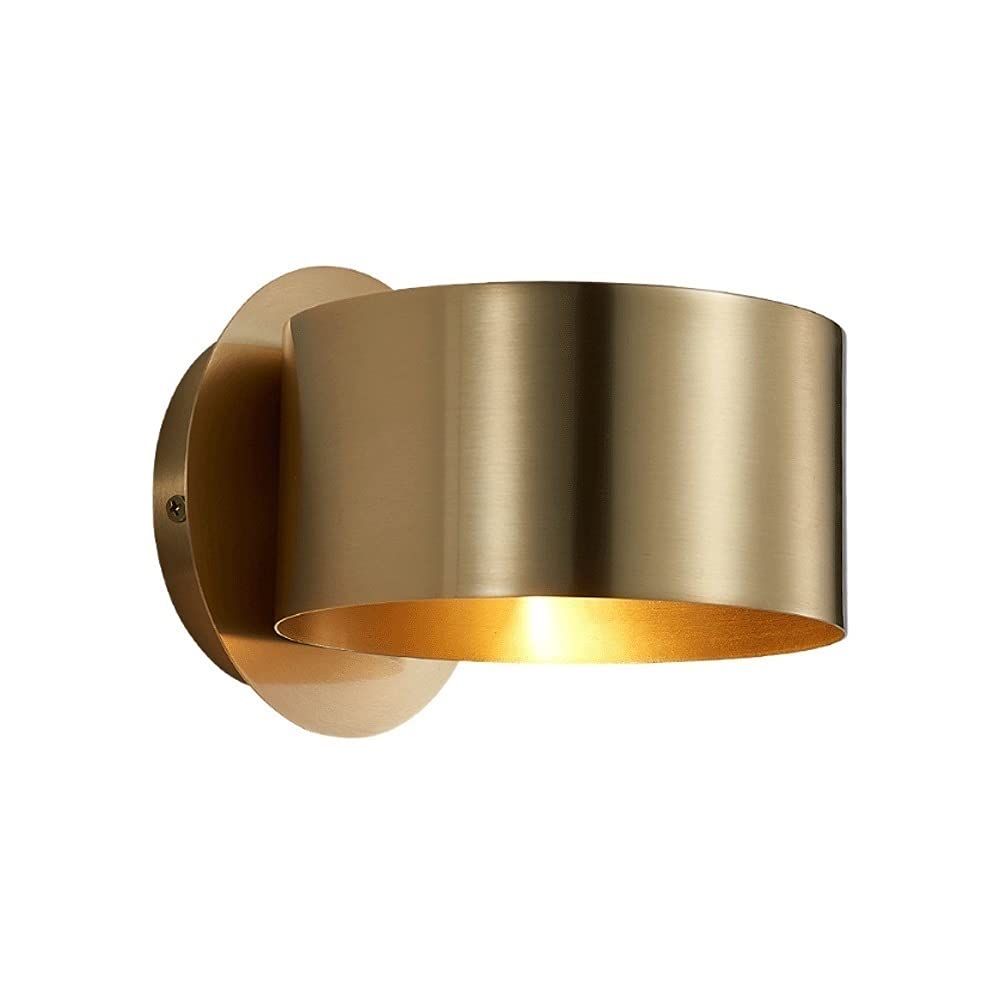 Aplique de pared de latón con enchufe E27 y diseño minimalista redondo