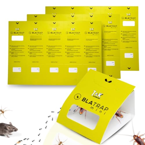 Trampas para Cucarachas Adhesivas Extra-Fuertes Profesional con Atrayente Alimentario para la casa - Sin Veneno ni Biocidas - Fabricadas en Europa (60 Trampas)