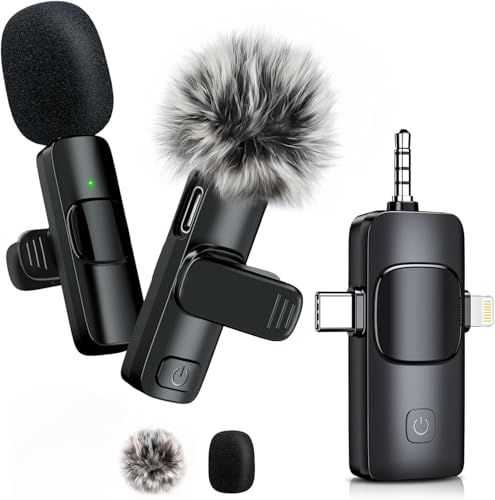 BAILIXIN Mini Lapel Microphone with 7H Battery for iPhone, Android, iPad-763300886124 (Pure Black)