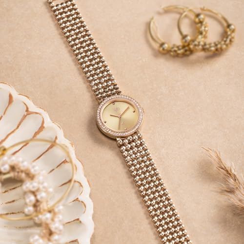 Image of Fastrack Vyb Iconique Quartz Analog with Light Peach Dial Rose Gold Strap Watch for Women - FV60111WM01W