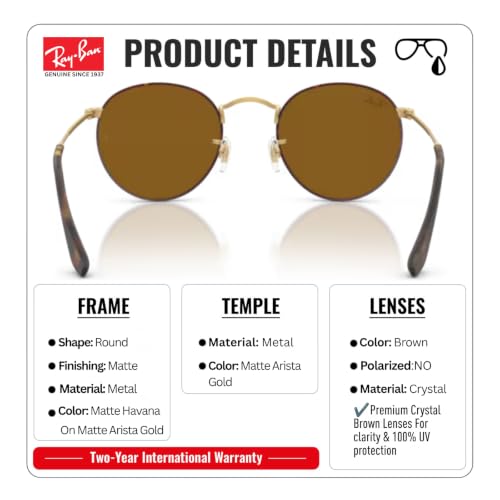 Image of Ray-Ban RB3447 ROUND METAL Round Shaped Sunglasses for Men with Official RAYBAN Eyewear Kit