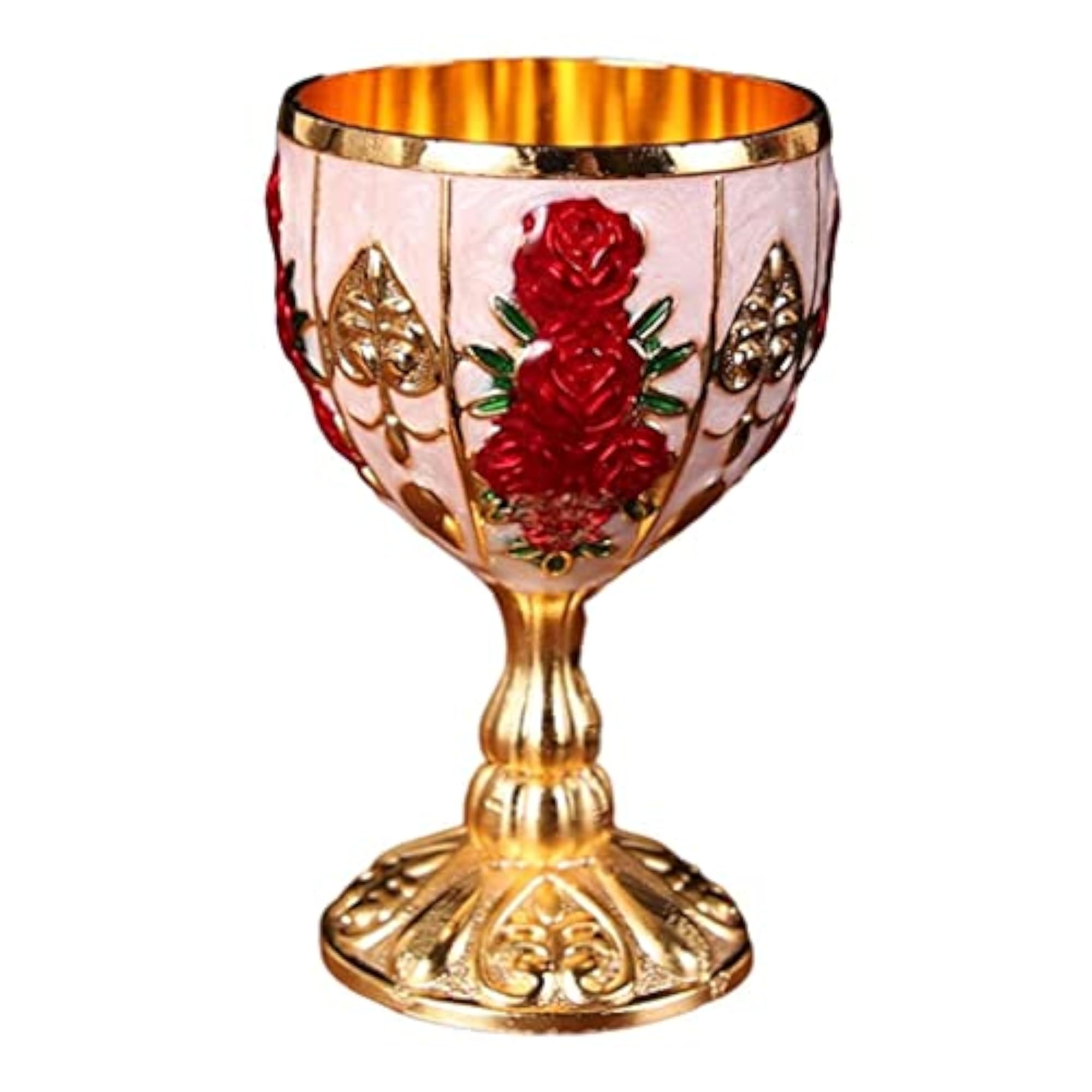 4x Elegant Wine Goblet Embossed Glass Drinkware Set