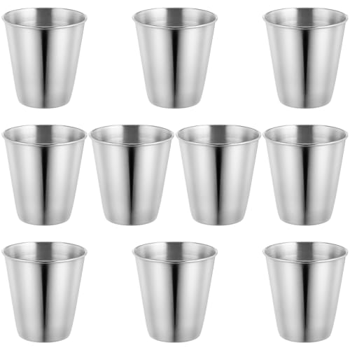 GALPADA Juego de 10 Vasos de Licor de Acero Inoxidable 70 ml Reutilizables y Portátiles para Whisky y Cócteles Ideales para Viajes Acampadas y Actividades al Aire Libre