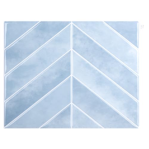 Image of Stick Tiles Peel and Stick Backsplash of 11.4 inch X 9 inch - 3D Adhesive Peel and Stick Wall Tile for Kitchen, Bathroom, Living Room, etc. (10, Ice Blue)