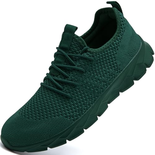 YITUHIO Mens Running Shoes Walking Tennis Shoes Lace-up Sneakers for Standing All Day Work Lightweight,DarkGreen,Mens Size 12