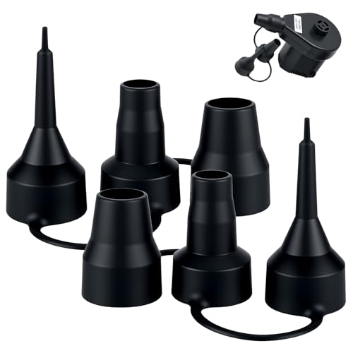 3 Size Air Pump Nozzle Replacement Set - 2 Sets Universal Plastic Inflatable Nozzles, Black Inflatable Pump Nozzles Head, Air Pump Inflator Adaptor Accessory for Inflatable Bed Mattress, Pool Floats