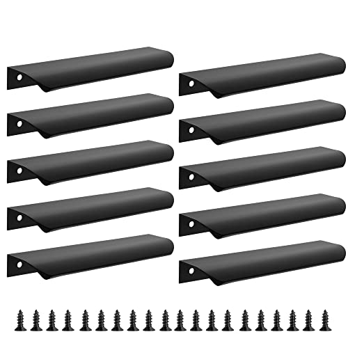 Malimali 10 Pack Black Kitchen Cupboard Handles Finger Edge Pulls for