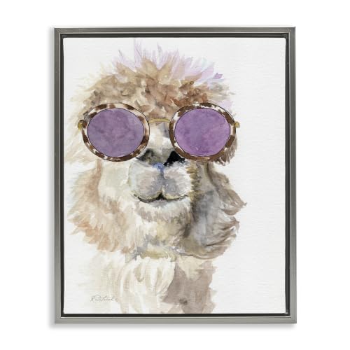 Fluffy Alpaca Glam Sunglasses, 16 x 20 Inch Canvas in Floater Frame