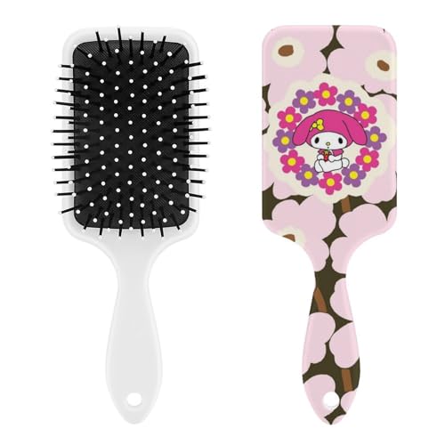 マイメロディ 花柄 ピンク パドルブラシ ヘアブラシ くし 絡まない 頭皮マッサージ おしゃれ レディース メンズ 兼用 マッサージブラシ ツヤ サラサラ 頭皮ケア キャラクター 人気 かわいい 便利 人気