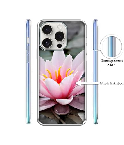 Image of Amazon Brand- Solimo Lotus Printed Silicon Soft TPU Back Case Cover Compatible for Apple iPhone 15 Pro
