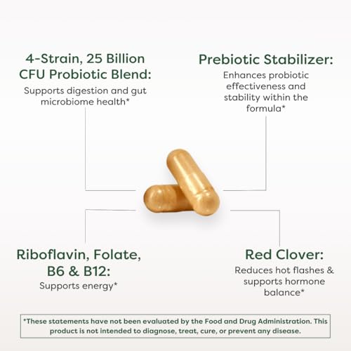 MENOLABS MenoFit, Menopause Supplements for Women - 60 Capsules - Advanced Women’s Probiotic with Vitamins and Red Clover for Gut Health, Hot Flashes and Hormone Balance for Women - Image 3