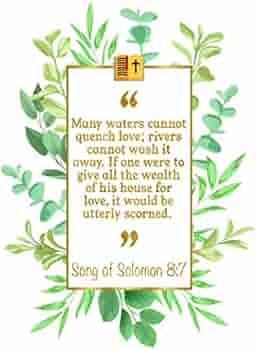 Many Waters Cannot Quench Love; Rivers Cannot Wash It Away. If One Were To  Give All The Wealth Of His House For Love, It Would Be Utterly Scorned:  Song Of Solomon 8:7: