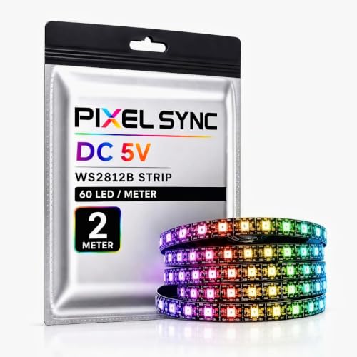 Image of WS2812B RGB Pixel Strip 2M, 120 Individually Addressable LEDs, 5V Digital Programmable LED Strip for DIY Electronics, STEM, Robotics, IoT & Maker Projects (2 Meter, 60 LED /Meter)