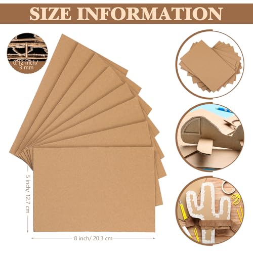 Image of 50 Pack Corrugated Cardboard Sheets Flat Hard Cardboard Inserts Back to School Classroom Supplies Flat Squares Separators for Shipping, Mailing, Packing, Art Projects, DIY Crafts(8 x 5 Inch,Brown)