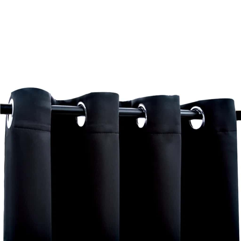 Lot de 2 rideaux occultants avec œillets en métal - Noir - 140 x 245 cm - En polyester - Protection contre les regards indiscrets - Protection thermique - Pour salon, chambre à coucher