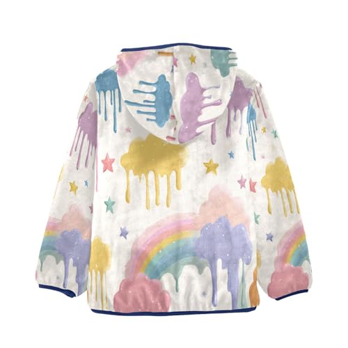 Colorful Clouds and Stars Pattern Toddler Fleece Jacket Girl Boys Hooded Fleece Jacket Coat Warm Outwear Zip-up 3-10T2