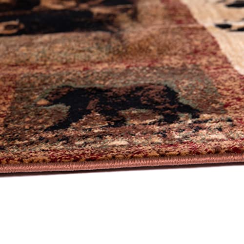 Masada Masada Rugs Kodiak Collection 5'X7' Cabin/Lodge Area Rug With Bear And Cub Scene #TOP4