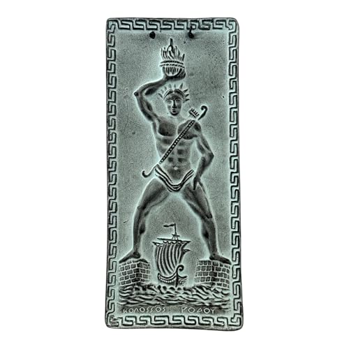 Image of Colossus of Rhodes Ceramic Wall Relief – Handmade Greek Tile Décor – 11.81 in / 30 cm