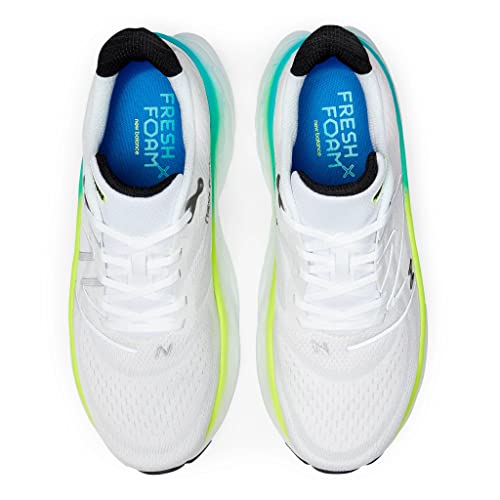New Balance Men's Fresh Foam X More V4 Running Shoe, White/Electric Teal, 9 Medium US