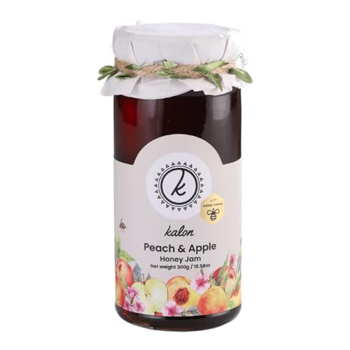Image of KALON 100% Natural Peach Apple Jam | Made with 100% Kalon Honey | No Added Sugar & Preservatives - 300 gm