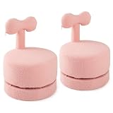 GOPLUS Set de 2 Sofás Infantiles de Terciopelo, Relleno de Espuma, Sofá Giratorio 360° con Respaldo, 4 Patas de Plástico, Silla para Niños para Estudiar, Leer y Dibujar, 43 x 43 x 57 cm, Rosa