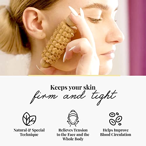 Tuuli Accessories Gesichtsmassager Gesicht Facial Massage Massagegerät Kopf Massageroller Roller mit Griff Maderotherapie Dermaroller Set aus Holz - Image 7