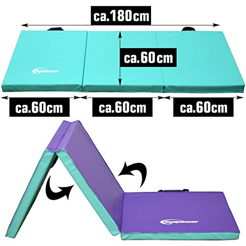 Eyepower Gymnastiekmat, 5 cm, voor thuis, inklapbaar, 180 x 60 cm, zachte vloermat voor kinderen - Image 3