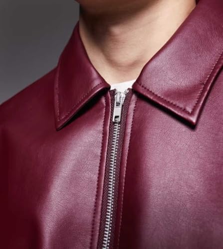 Image of Faux Leather Oversized Coach Jacket for Men | Premium Streetwear Outerwear for Winter, Travel, Parties | Classic Stylish Design