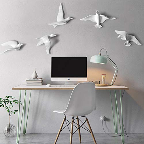 Mocohana® 5 Pack Seagull Wall Decor Resin Flying Bird Sculptures 3D Wall Art Ornament Coastal Decorations Hanging For Home Bathroom Living Room Garden #TOP1