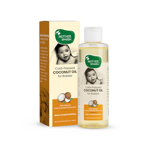 Mother Sparsh Cold Pressed Coconut Oil for Baby Massage, Skin & Hair Care | 100% Natural Baby Oil for New Born | 200ml